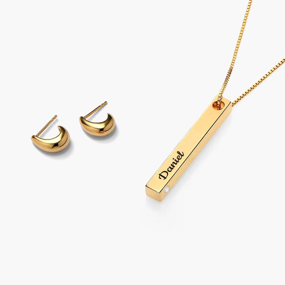 Last minute Christmas Pack "Pillar Bar Necklace with Diamond" Solid Gold-1 product photo