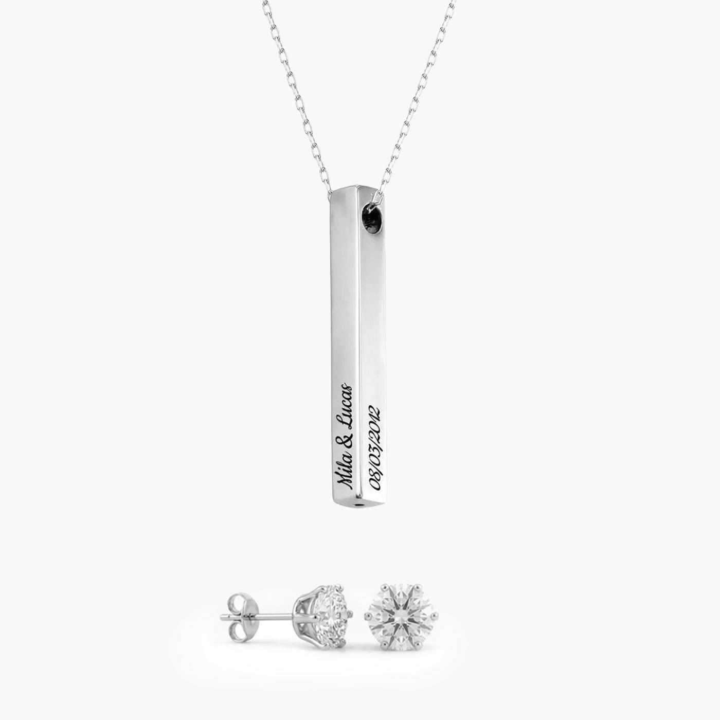 Last minute Mother's Day Pack "Pillar Bar Necklace - 14k White Gold"-1 product photo