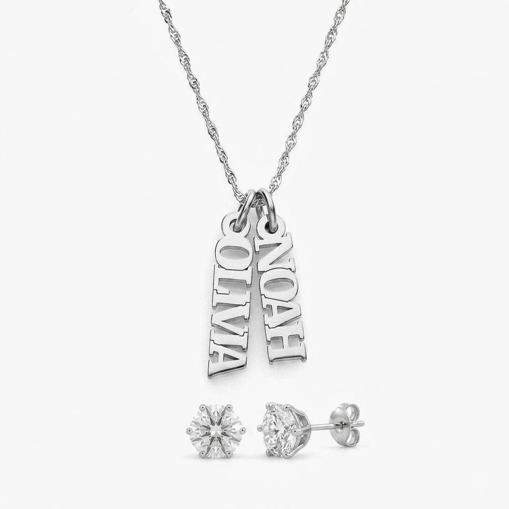 Last minute Mother's Day Pack "Singapore Name Necklace - 14k White Gold"-1 product photo