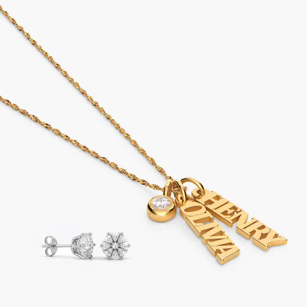 Last minute Mother's Day Pack "Singapore Name Necklace with Diamond - Gold Vermeil"-1 product photo