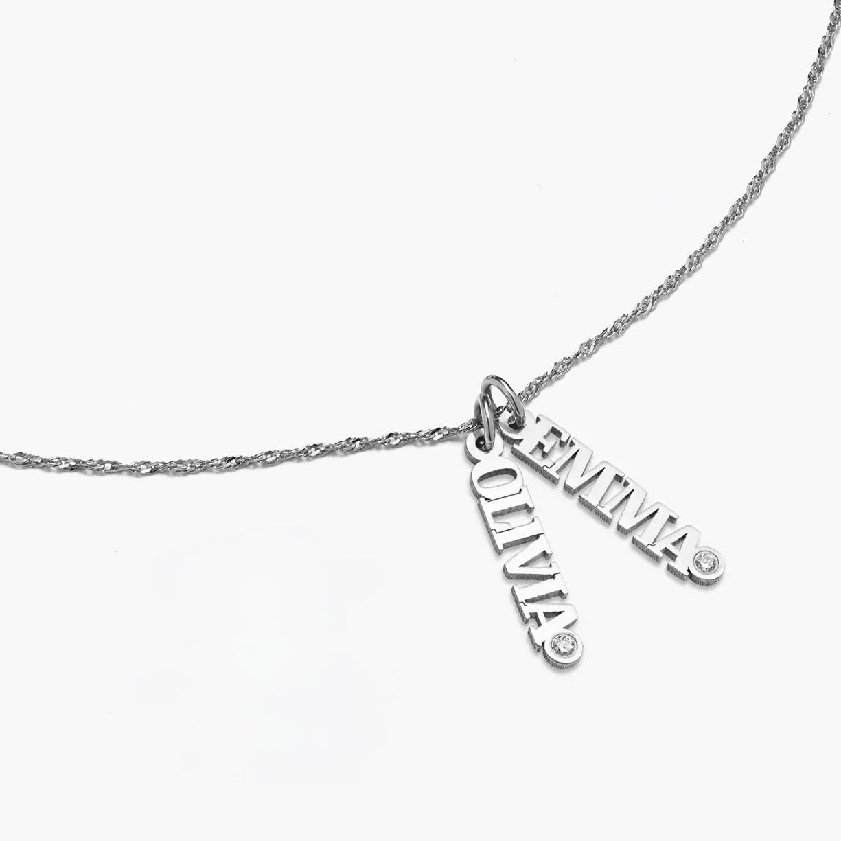 Last minute Mother's Day Pack "Singapore Name Necklace with Diamonds - 14k White Gold"-5 product photo