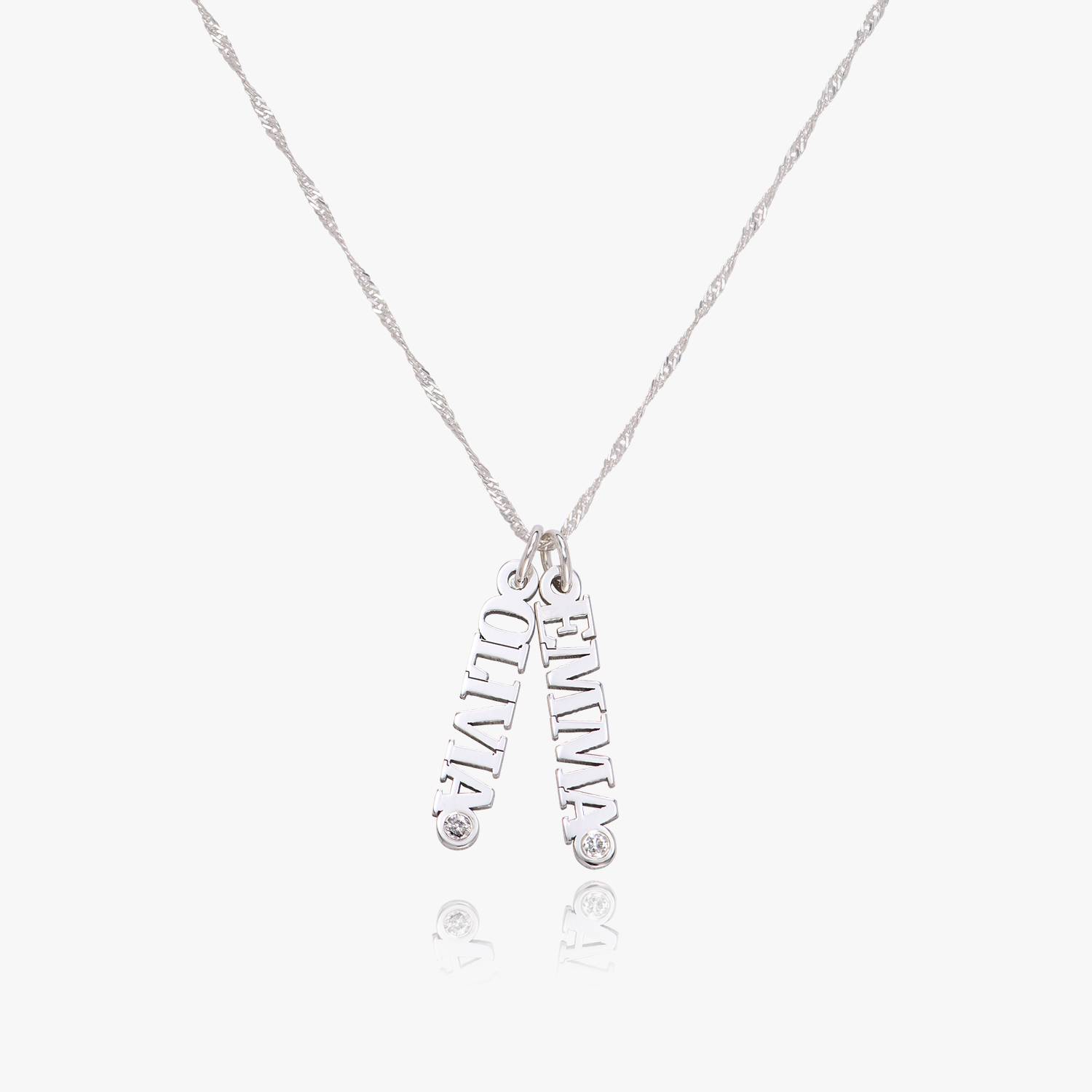 Last minute Mother's Day Pack "Singapore Name Necklace with Diamonds - 14k White Gold"-2 product photo