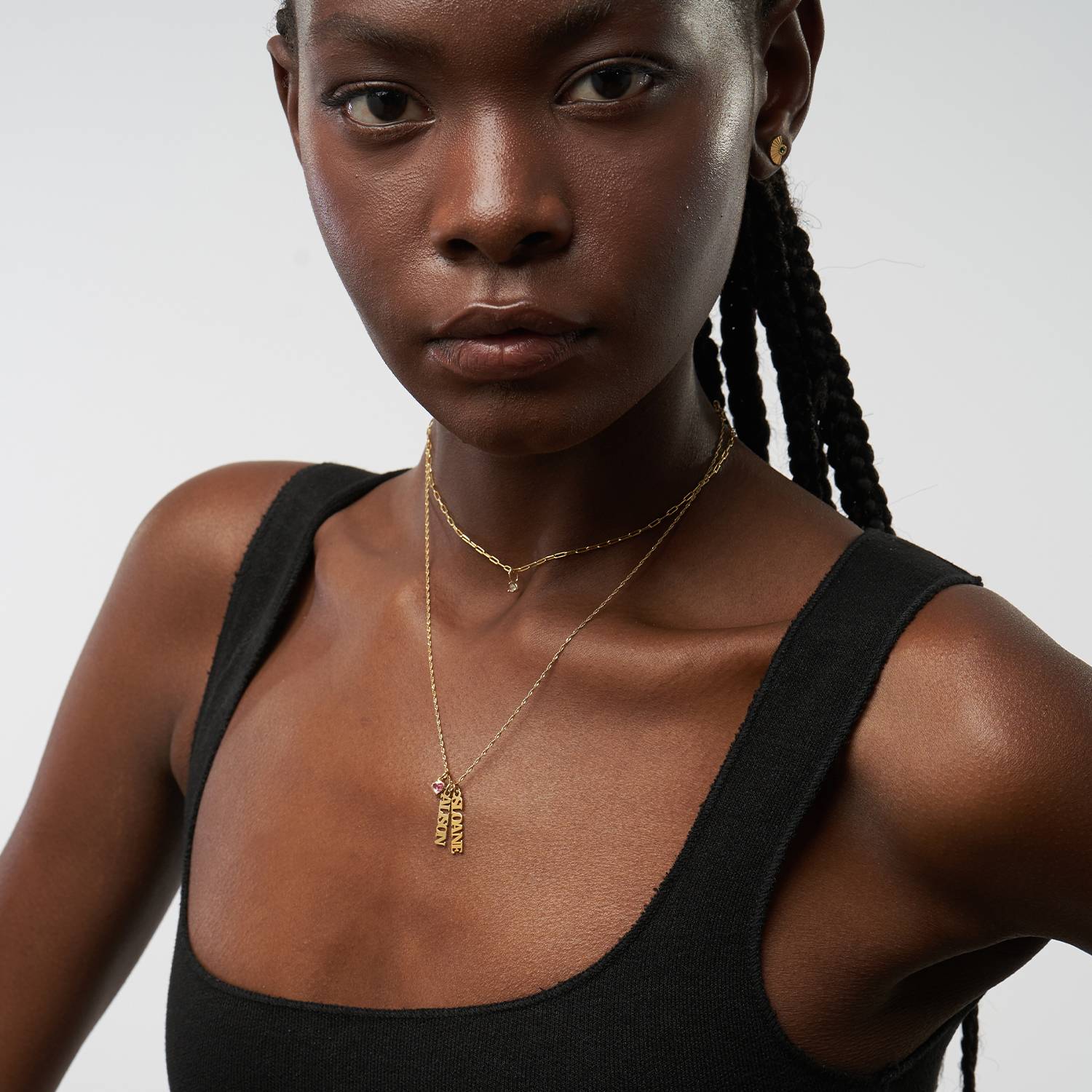 Last minute Mother's Day Pack "Singapore Name Necklace With Heart Shaped Gemstone - 10K Solid Gold"-4 product photo
