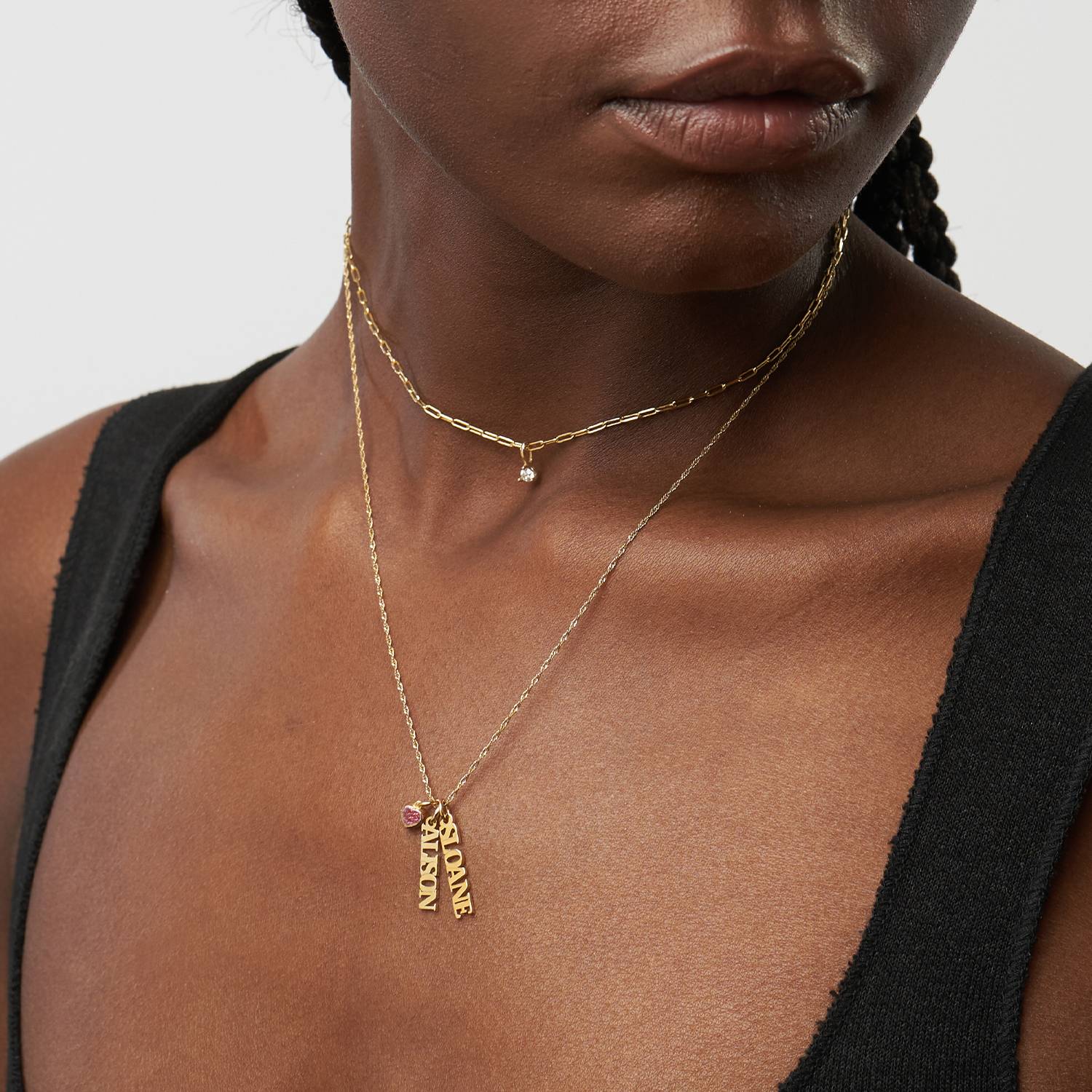 Last minute Mother's Day Pack "Singapore Name Necklace With Heart Shaped Gemstone - 10K Solid Gold"-5 product photo