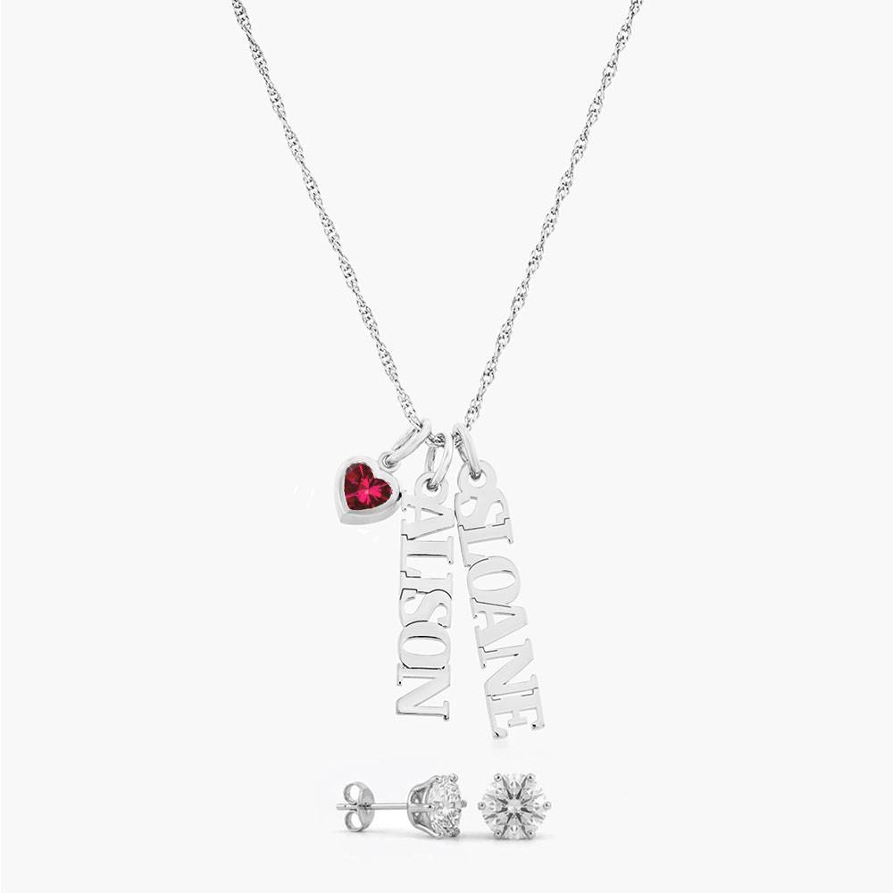 Last minute Mother's Day Pack "Singapore Name Necklace With Heart Shaped Gemstone - Silver"-1 product photo