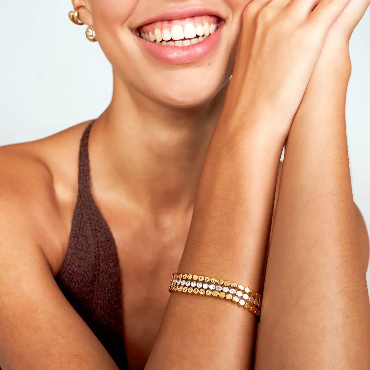 Last minute Christmas Pack "Engraved Dot Bracelet" Gold Vermeil-2 product photo