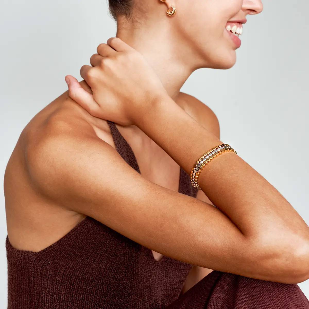 Last minute Christmas Pack "Engraved Dot Bracelet" Gold Vermeil-1 product photo