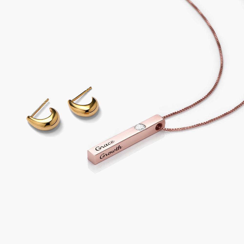 Last minute Christmas Pack "Pillar Bar Necklace with 0.25ct Diamond" Rose Vermeil-2 product photo