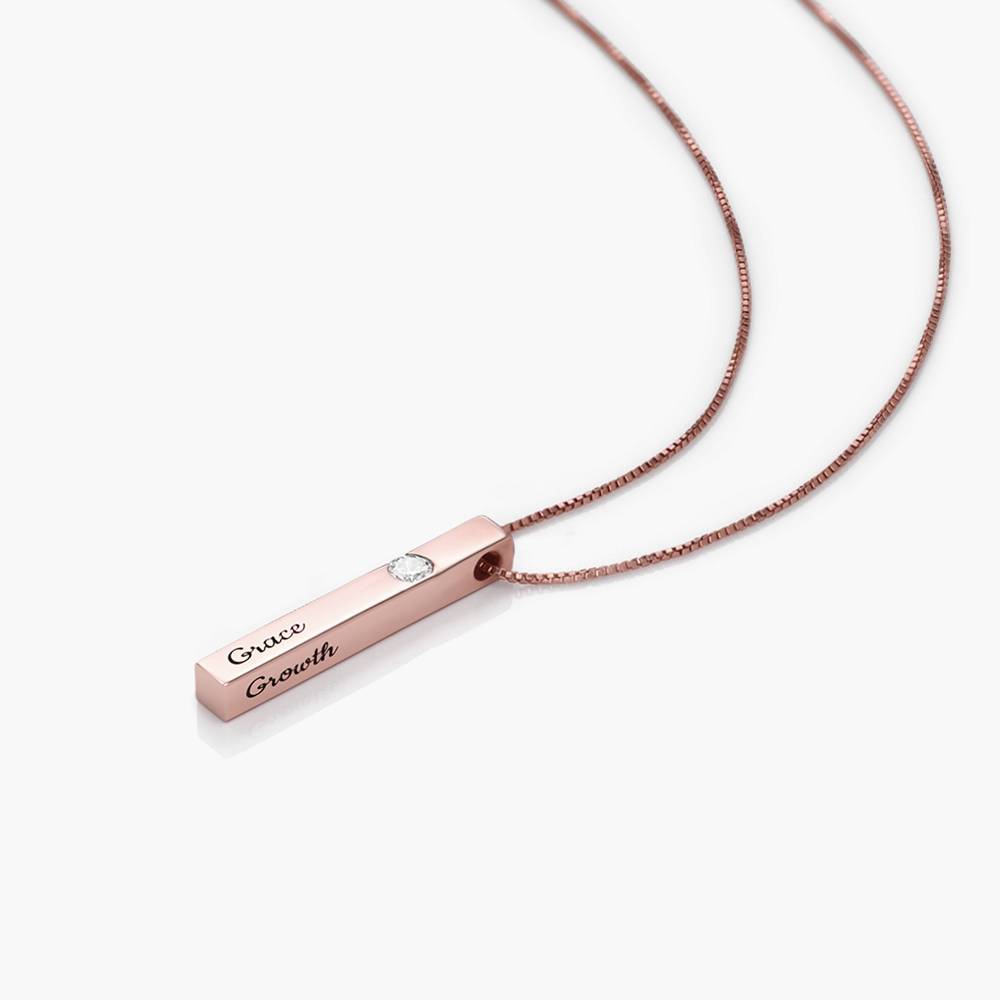 Last minute Christmas Pack "Pillar Bar Necklace with 0.25ct Diamond" Rose Vermeil-3 product photo