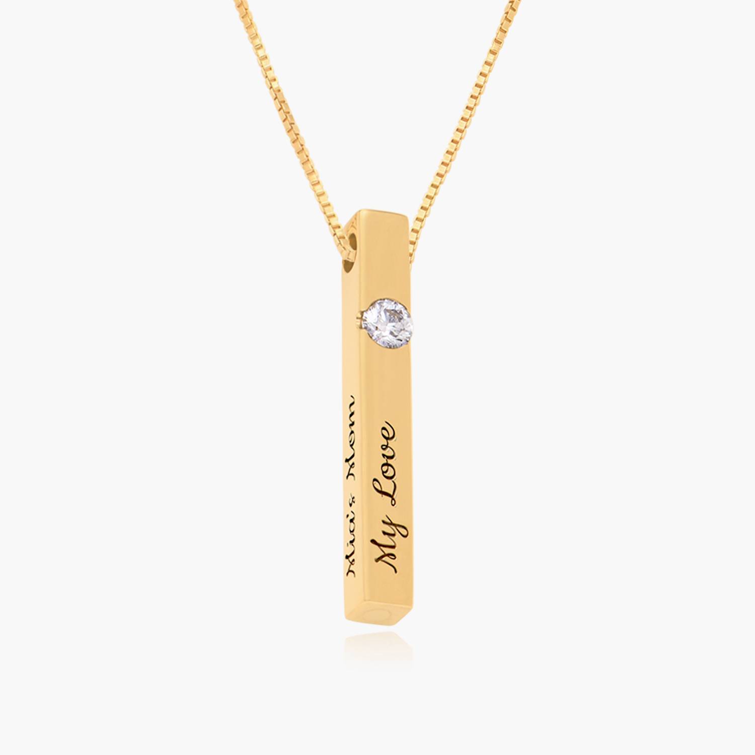 Last minute Christmas Pack "Pillar Bar Necklace with 0.25ct Diamond" Gold Vermeil-2 product photo