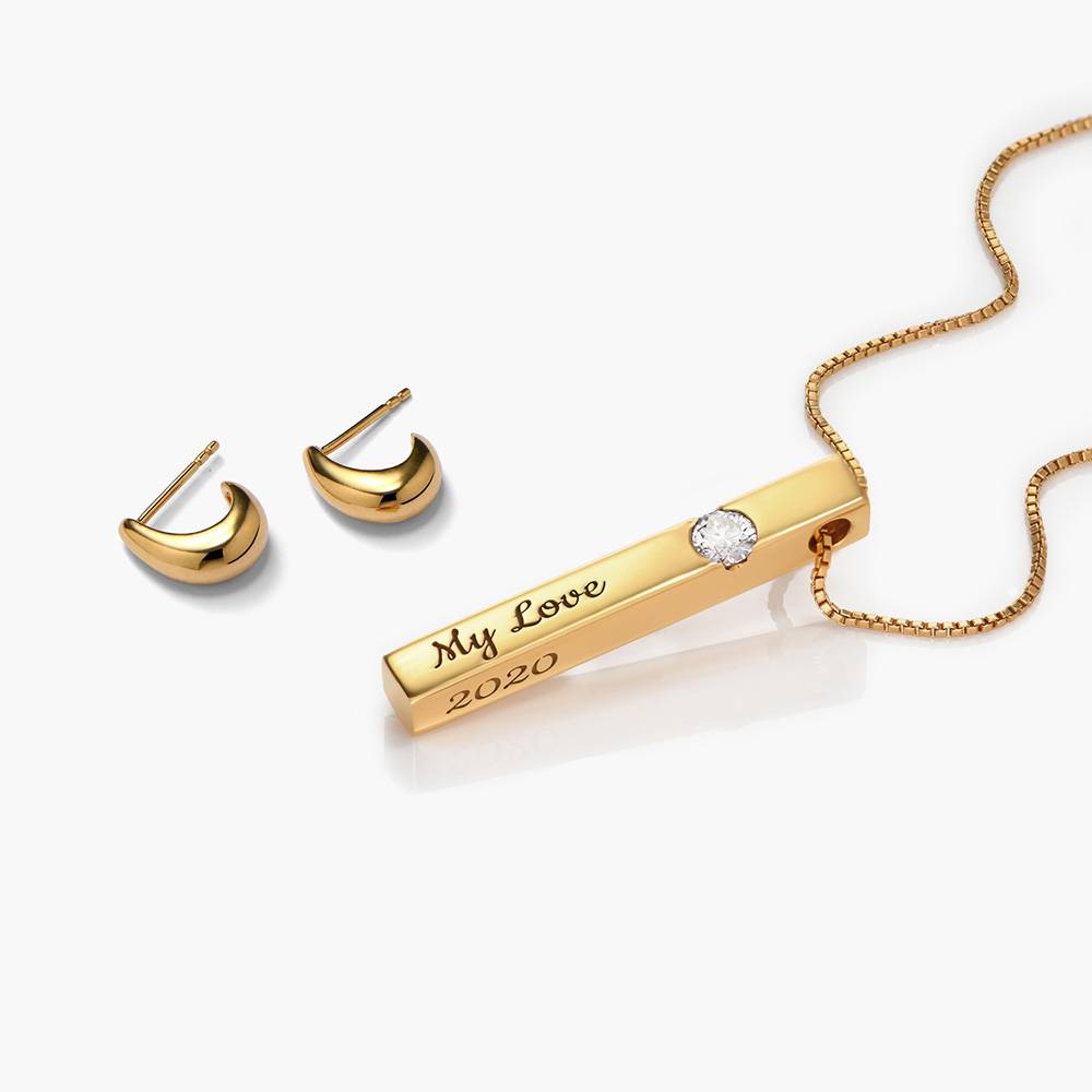 Last minute Christmas Pack "Pillar Bar Necklace with 0.25ct Diamond" Gold Vermeil-4 product photo
