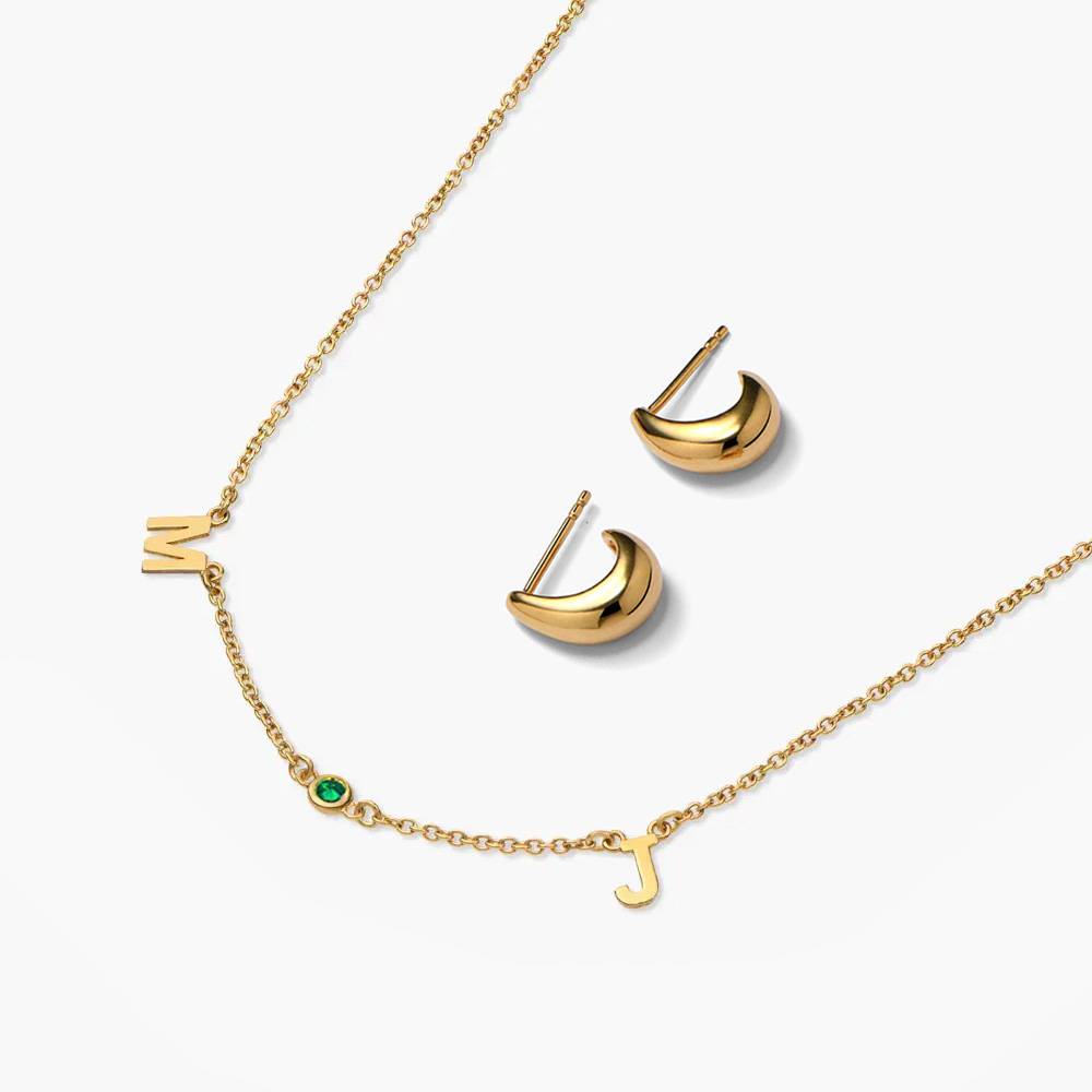 Last minute Christmas Pack "Inez Initial Necklace With Gemstones" Vermeil-2 product photo
