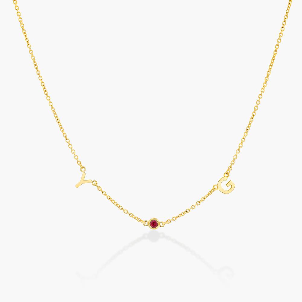 Last minute Christmas Pack "Inez Initial Necklace With Gemstones" Vermeil-8 product photo