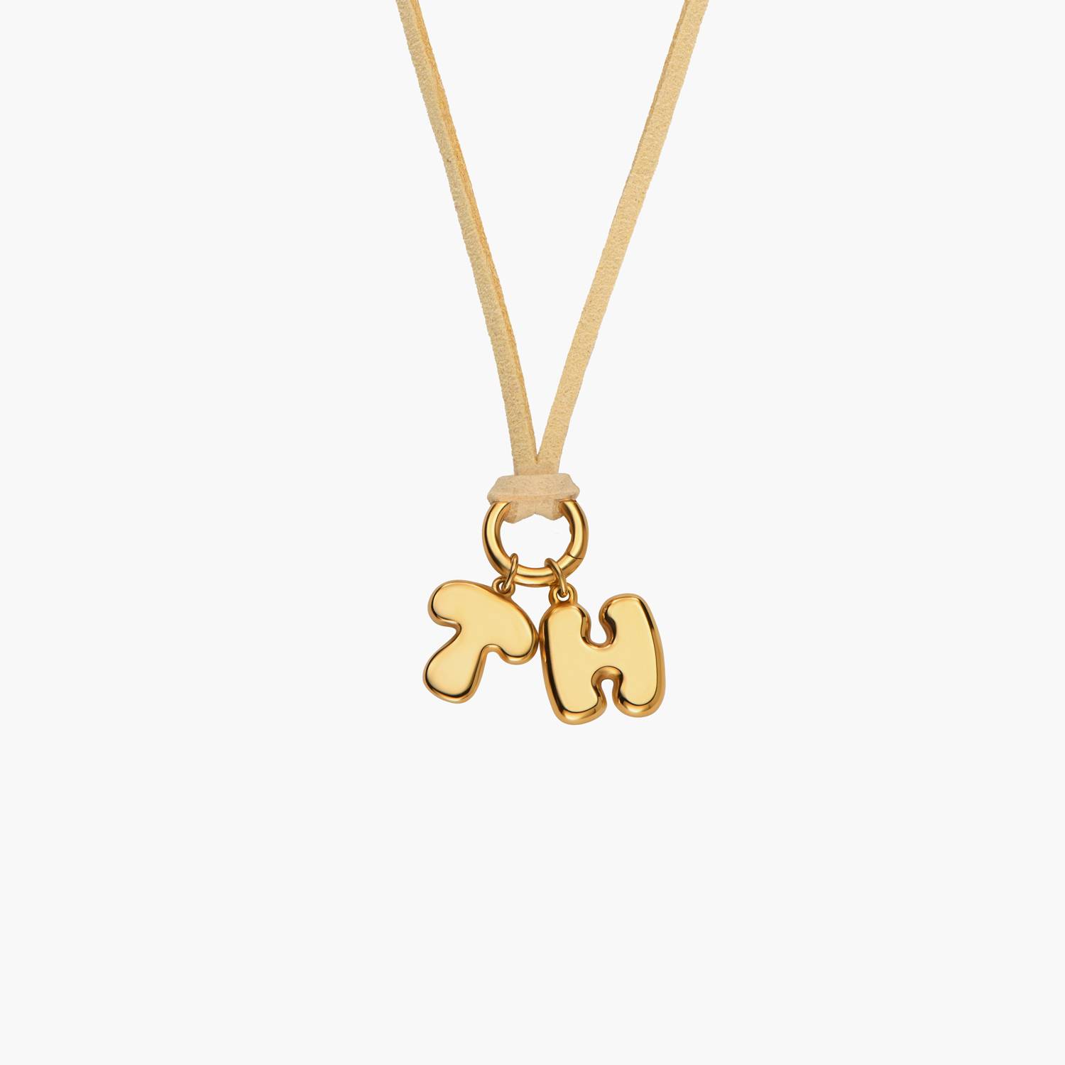 Latte Beige Bubble Initial Necklace - Gold Vermeil-2 product photo
