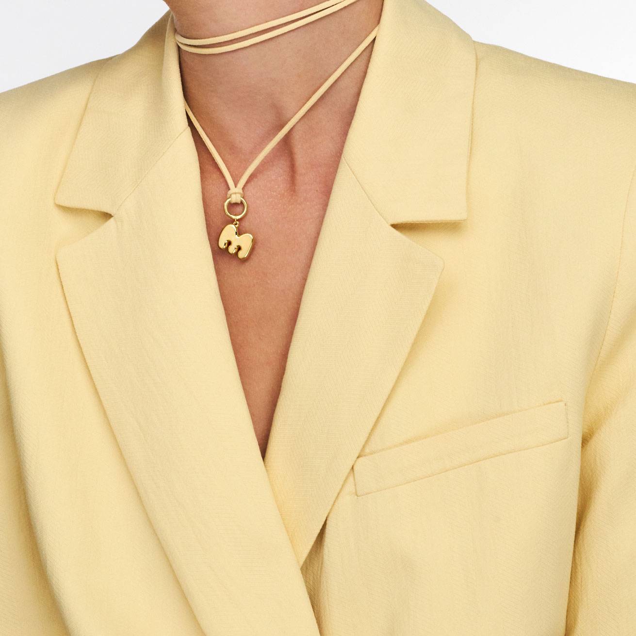 Latte Beige Bubble Initial Necklace - Gold Vermeil-1 product photo