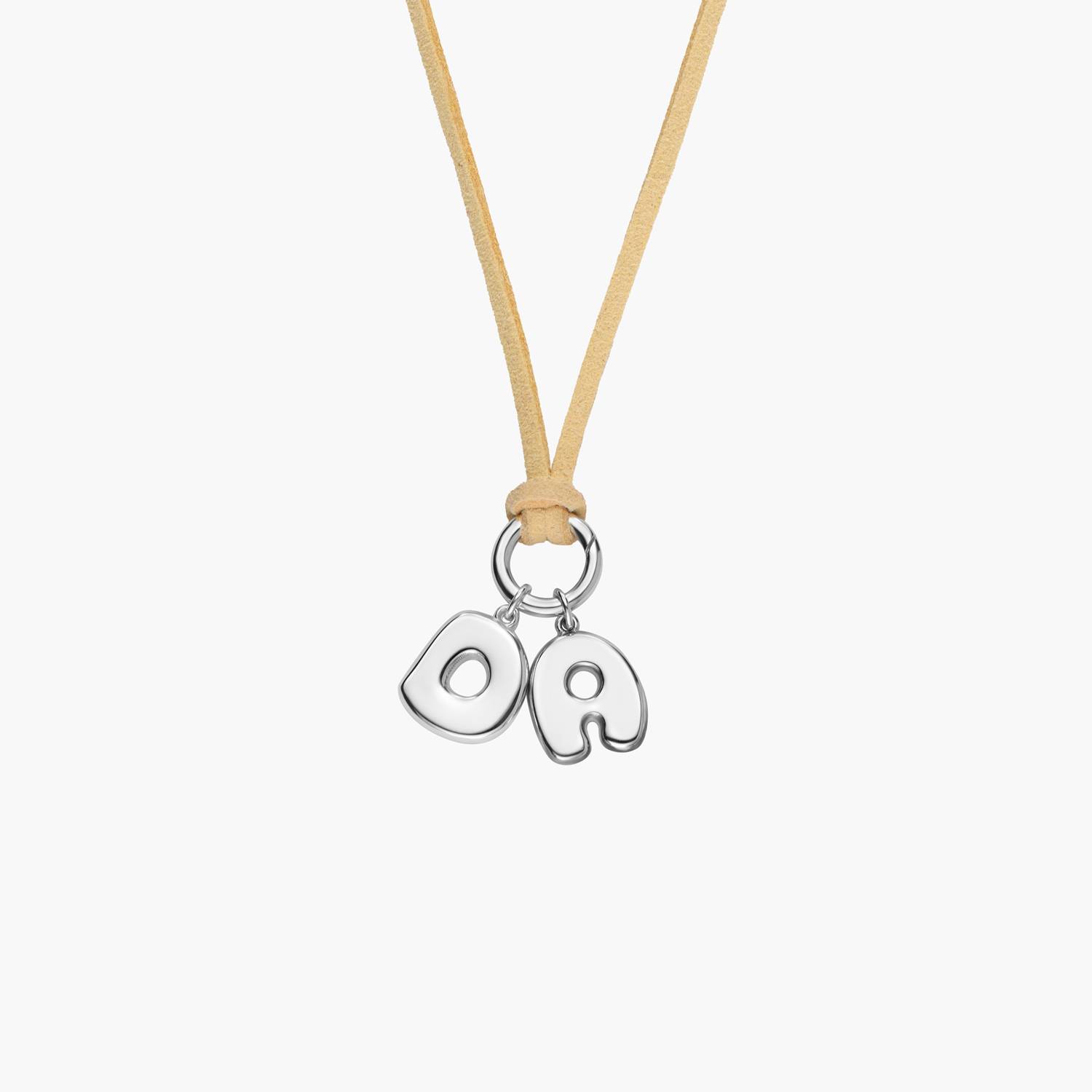 Latte Beige Bubble Initial Necklace - Silver-2 product photo