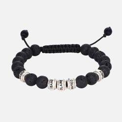 Lava Stones & Custom Beads - Men's Beaded Bracelet - Oak & Luna