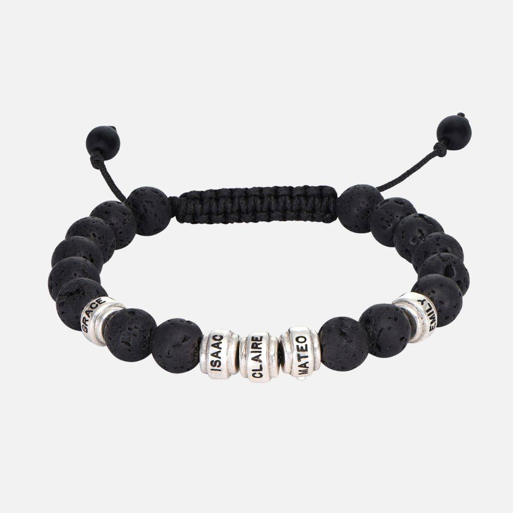 Lava Stones & Custom Beads - Silver Men's Bracelet-1 product photo