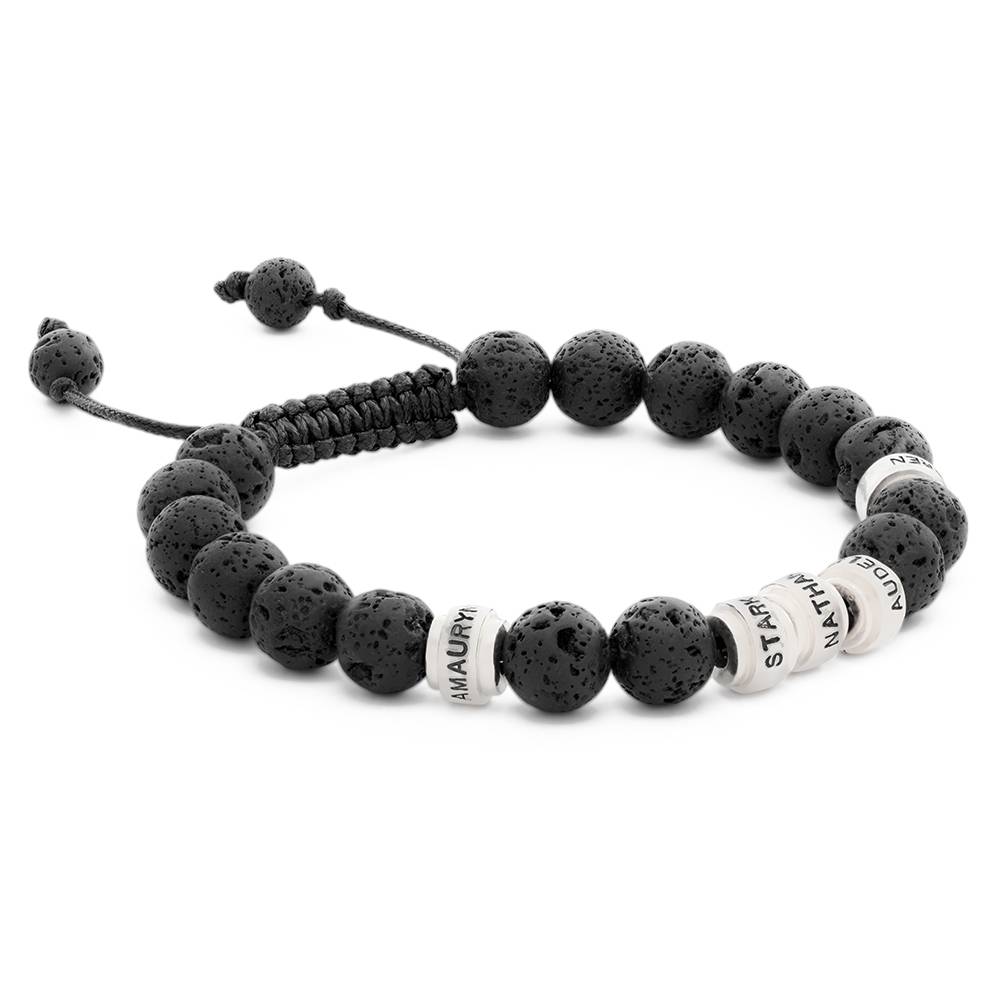 Lava Stones & Custom Beads - Silver Men's Bracelet-3 product photo