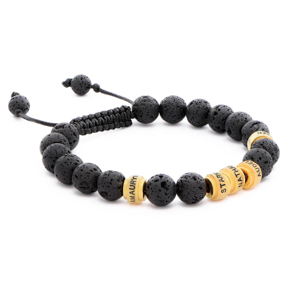 Lava Stones & Custom Beads - Gold Men's Bracelet-5 product photo