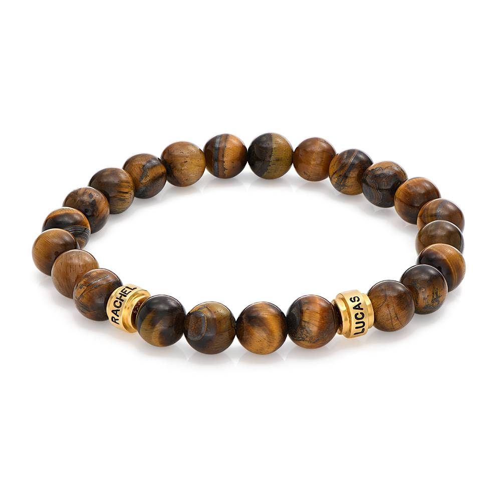 Personalized Tiger Eye Bracelet for Men - Gold-2 product photo