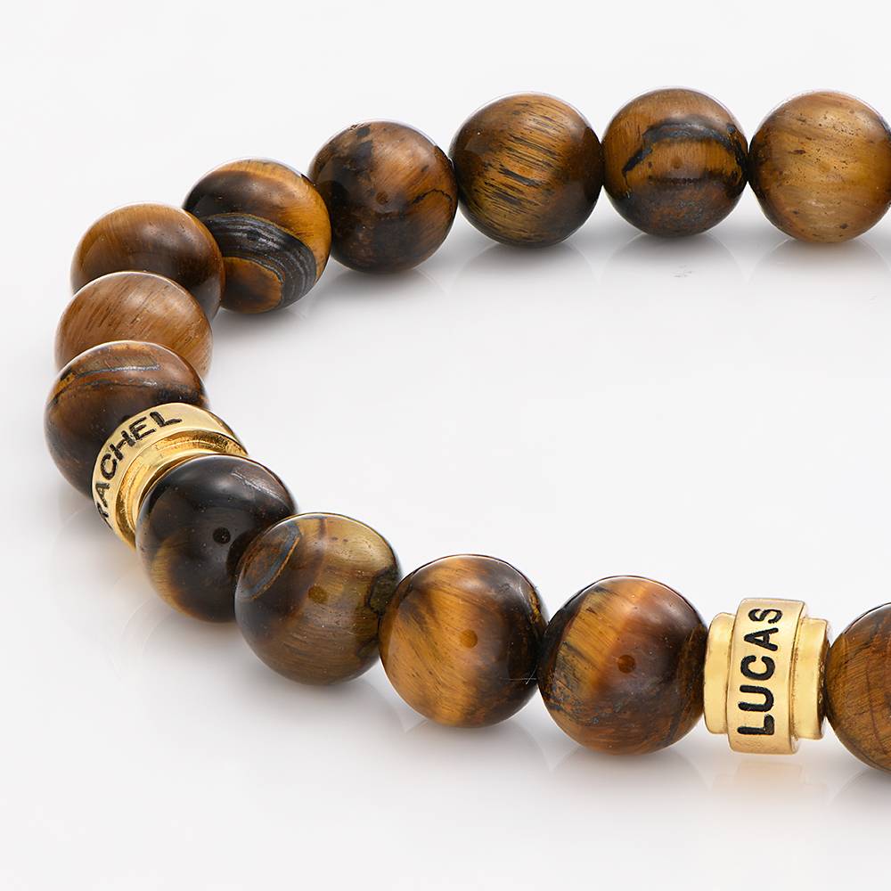 Personalized Tiger Eye Bracelet for Men - Gold-1 product photo