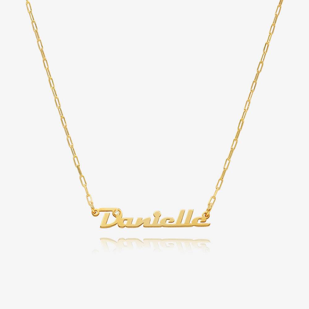 Link Chain Name Necklace With Diamond- 14k Solid Gold-3 product photo