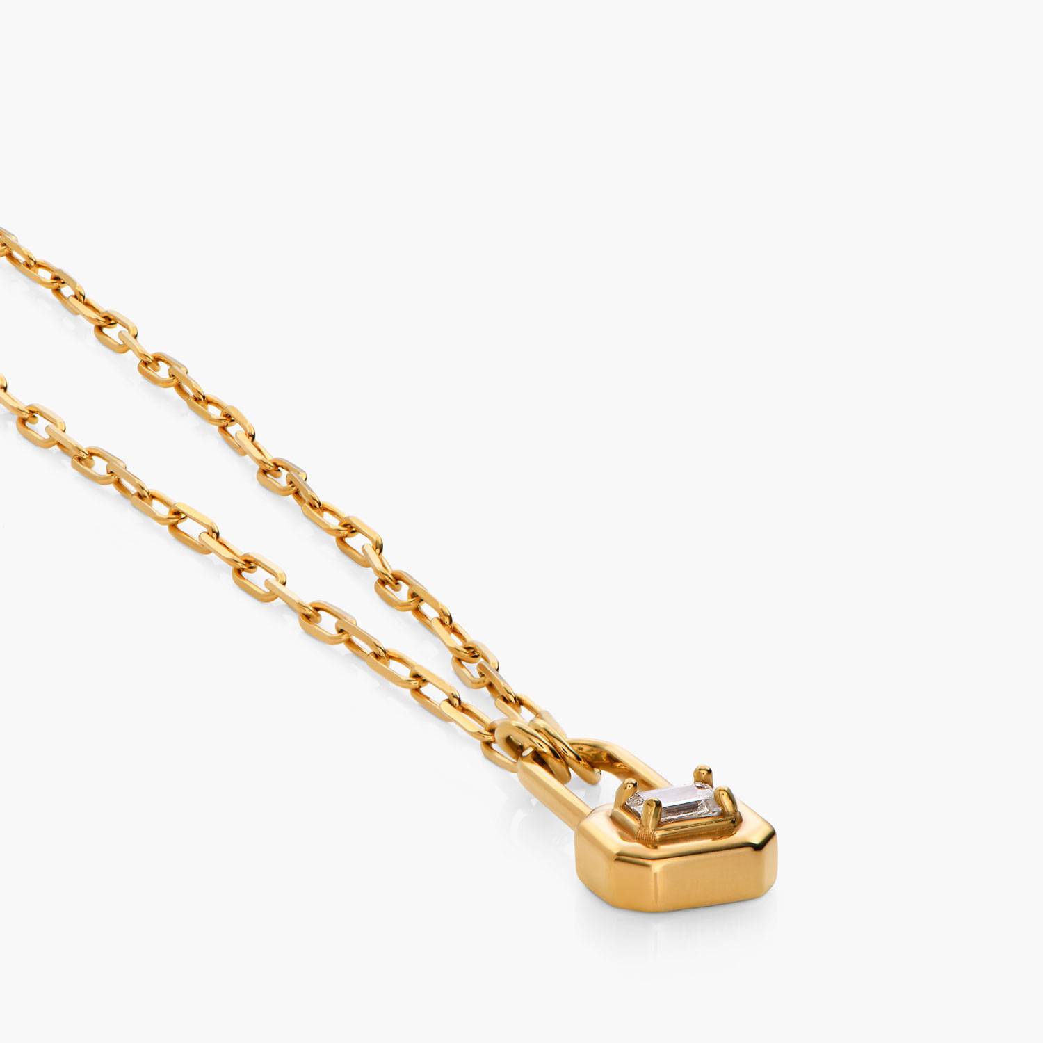 Lock & Luna charm with Emerald cut Moissanite - Gold Vermeil-5 product photo