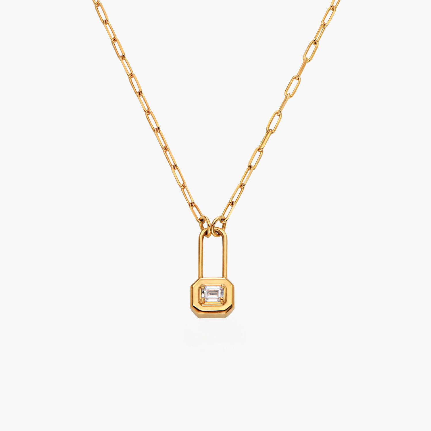 Lock & Luna charm with Emerald cut Moissanite - Gold Vermeil-4 product photo