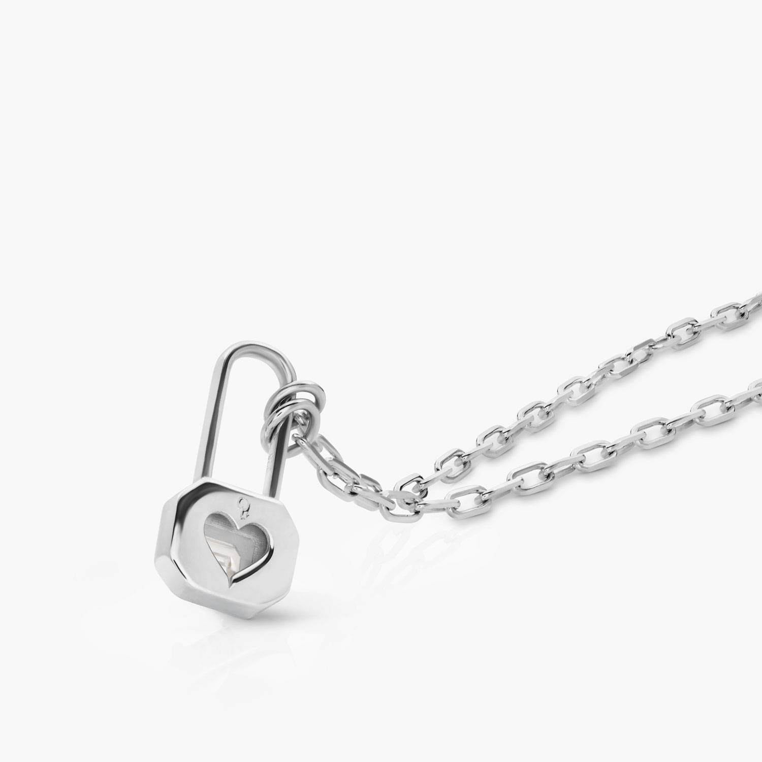 Lock & Luna charm with Emerald cut Moissanite - Silver-4 product photo