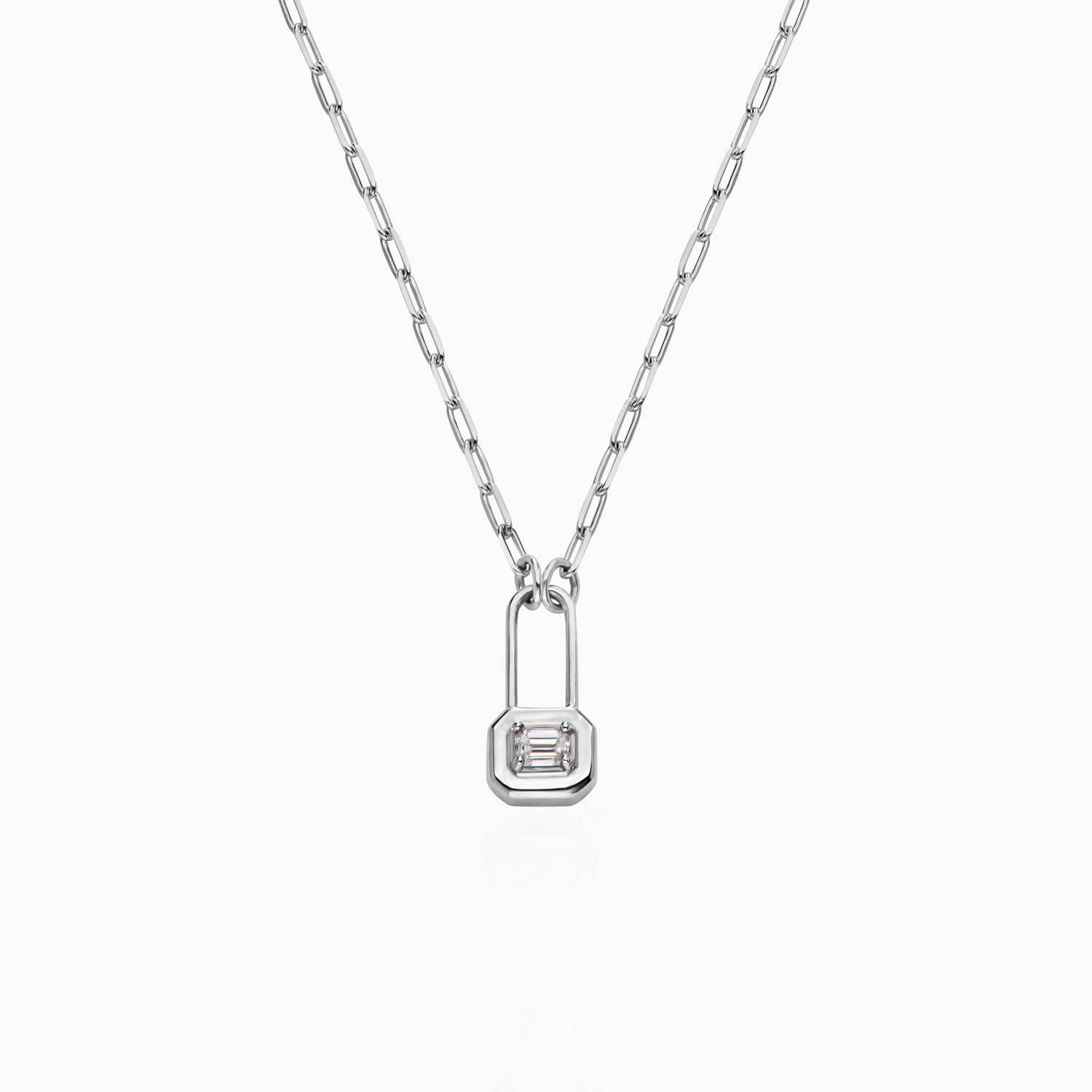 Lock & Luna charm with Emerald cut Moissanite - Silver-3 product photo