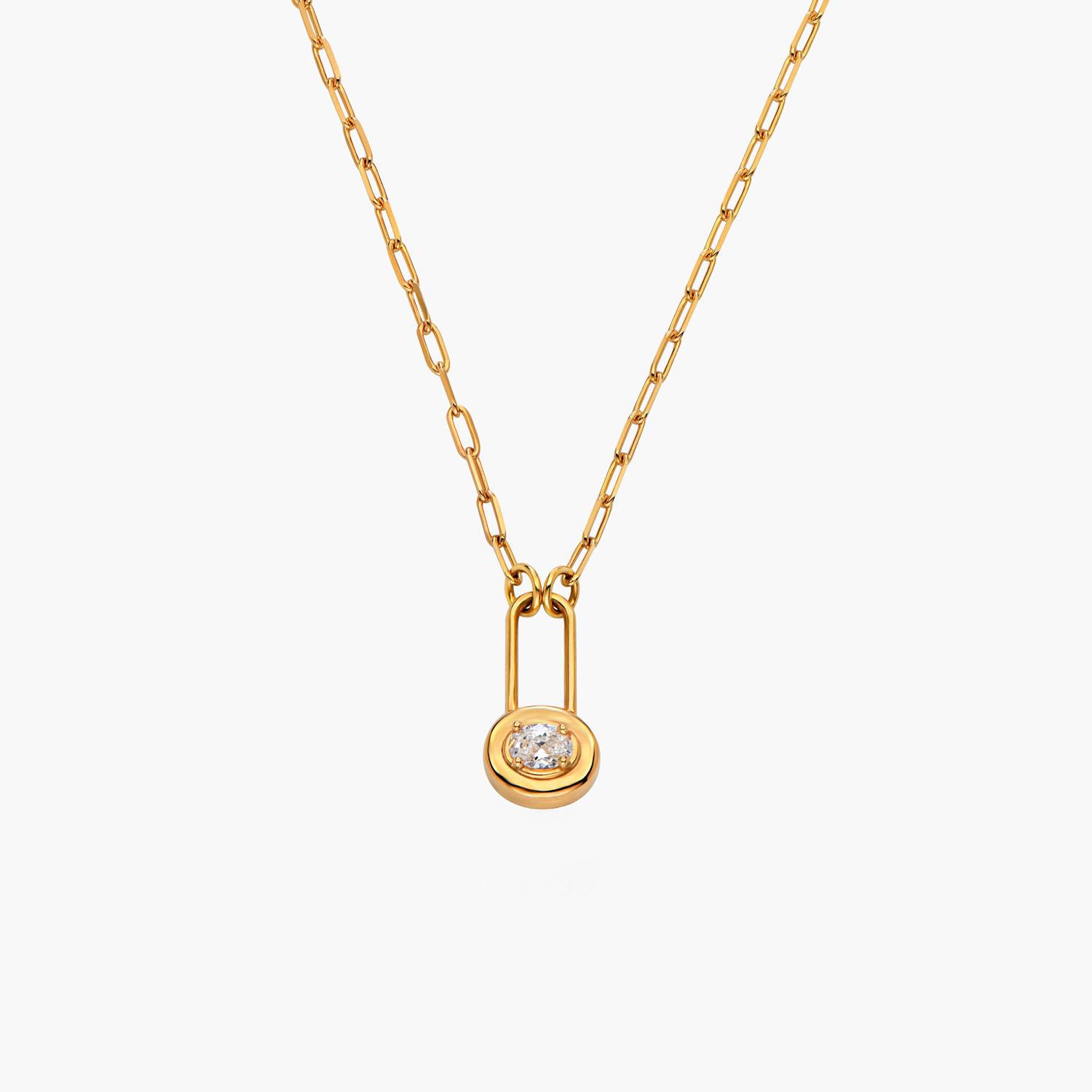 Lock & Luna charm with Oval cut Diamond- Gold Vermeil-5 product photo