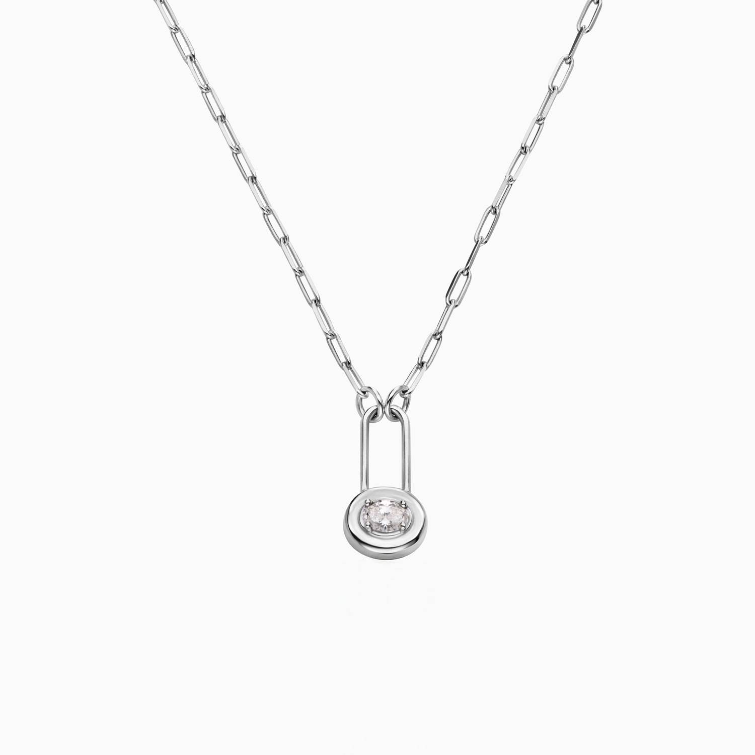 Lock & Luna charm with Oval cut Diamond- Silver-1 product photo