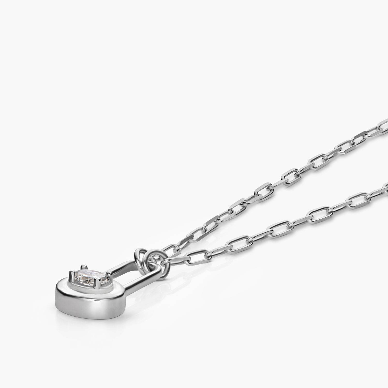 Lock & Luna charm with Oval cut Moissanite - Silver-5 product photo
