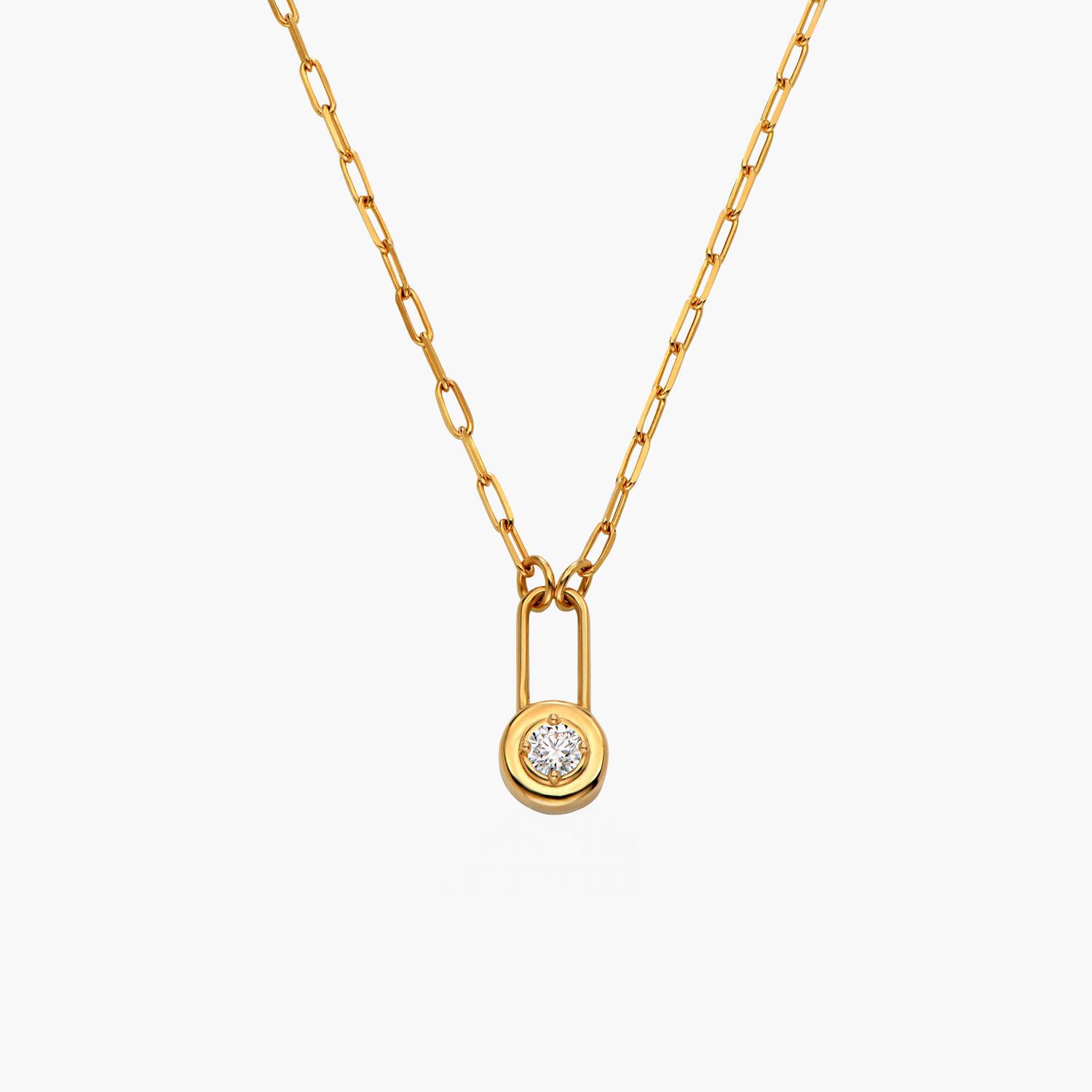 Lock & Luna charm with Round cut Diamond- Gold Vermeil-4 product photo