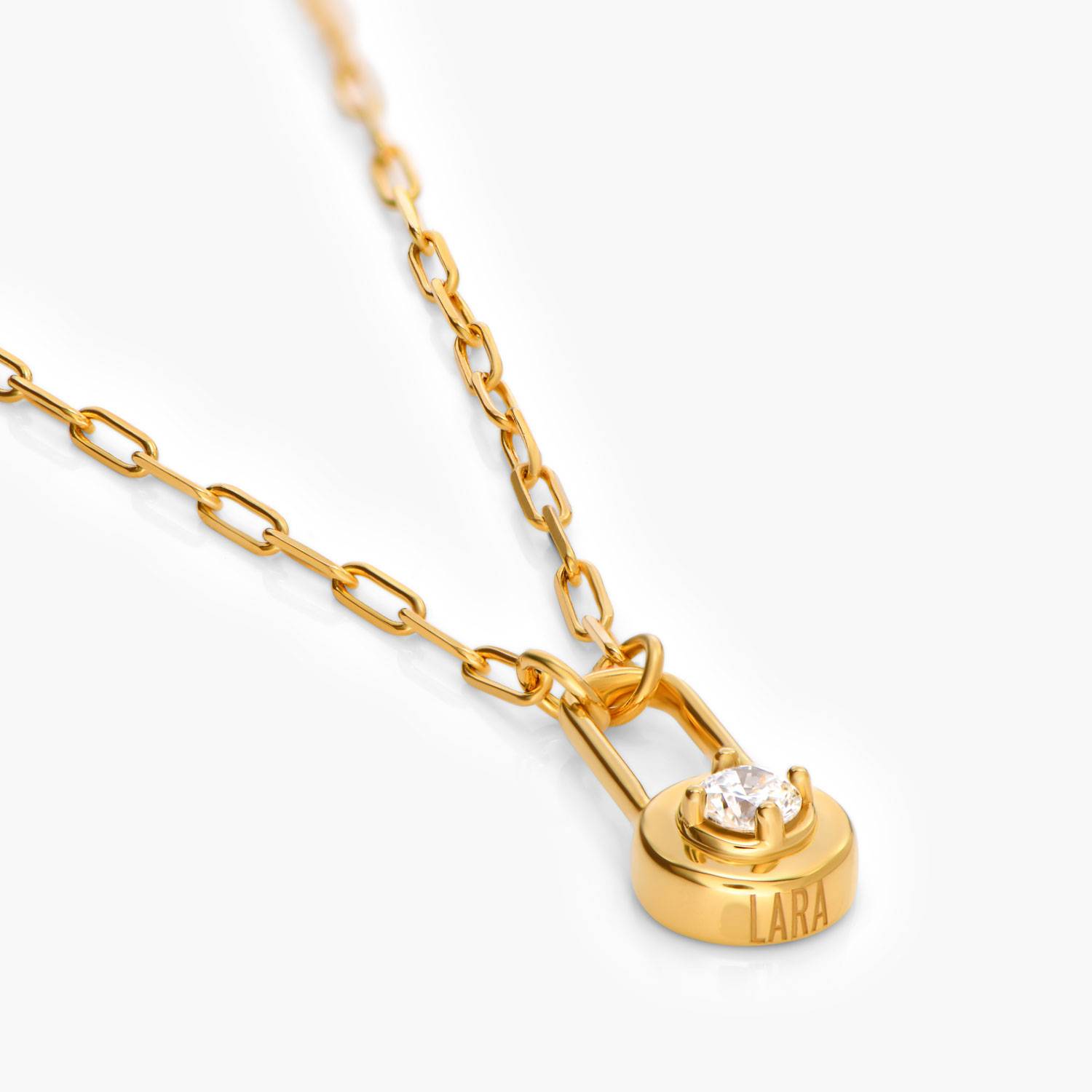 Lock & Luna charm with Round cut Moissanite - Gold Vermeil-3 Lock & Luna charm with Round cut Moissanite - Gold Vermeil-3 product photo