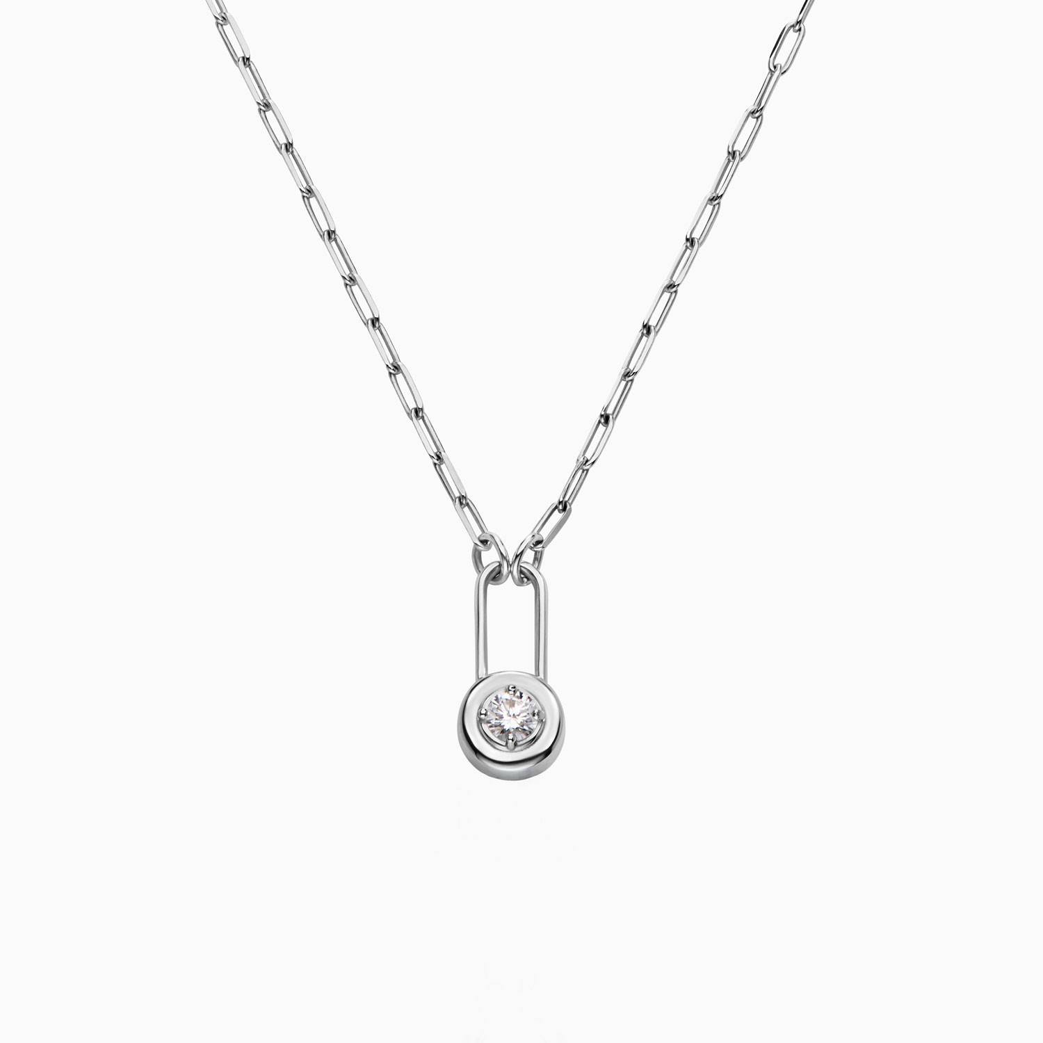 LOCK AND LUNA CHARM WITH ROUND CUT - SILVER