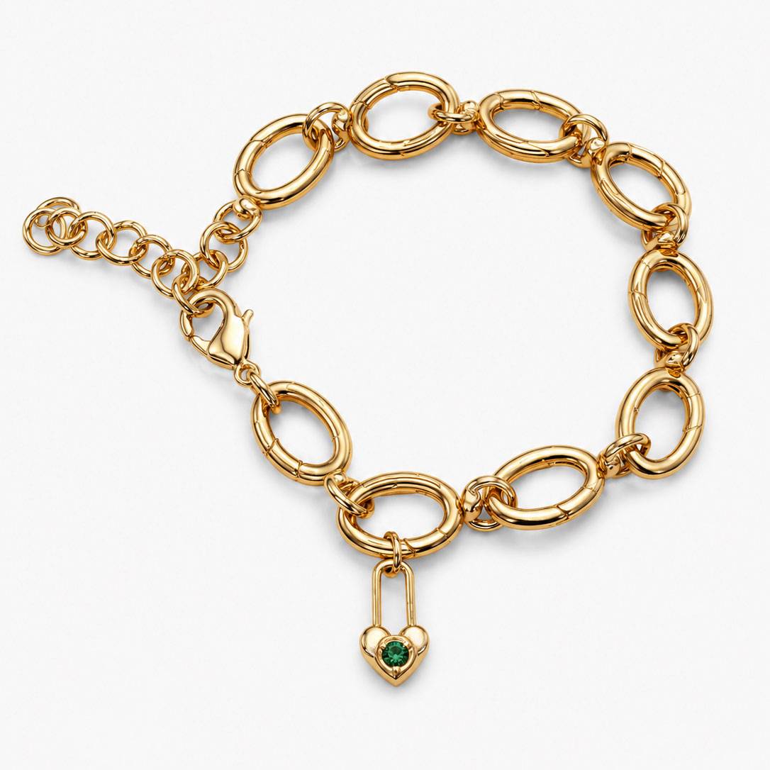 Lock & Luna Heart Lifestones Charm- Gold-3 Lock & Luna Heart Lifestones Charm- Gold-3 product photo