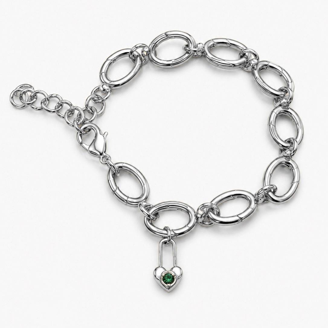 Lock & Luna Heart Lifestones Charm - Silver-1 Lock & Luna Heart Lifestones Charm - Silver-1 product photo