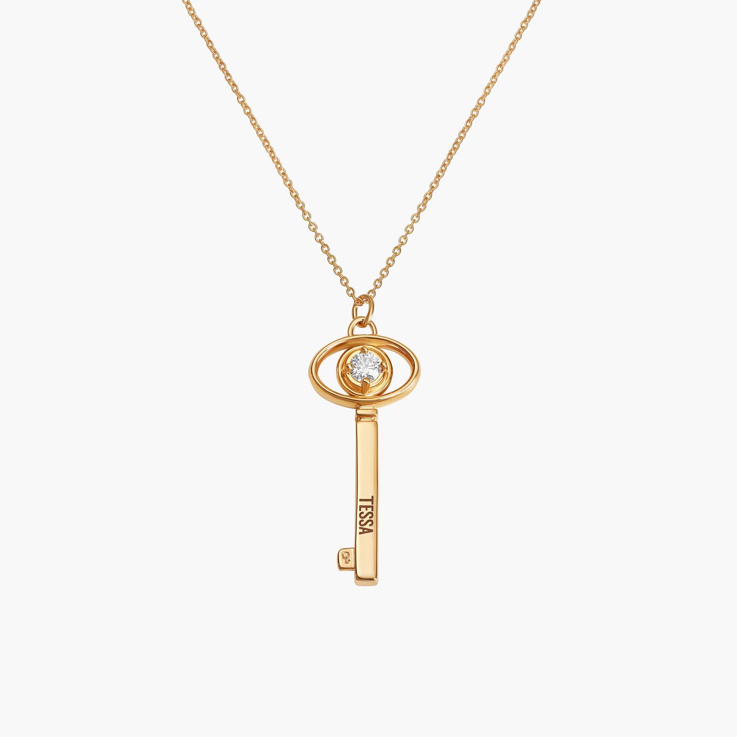 Locked In Key Necklace with Moissanite - Gold-2 product photo