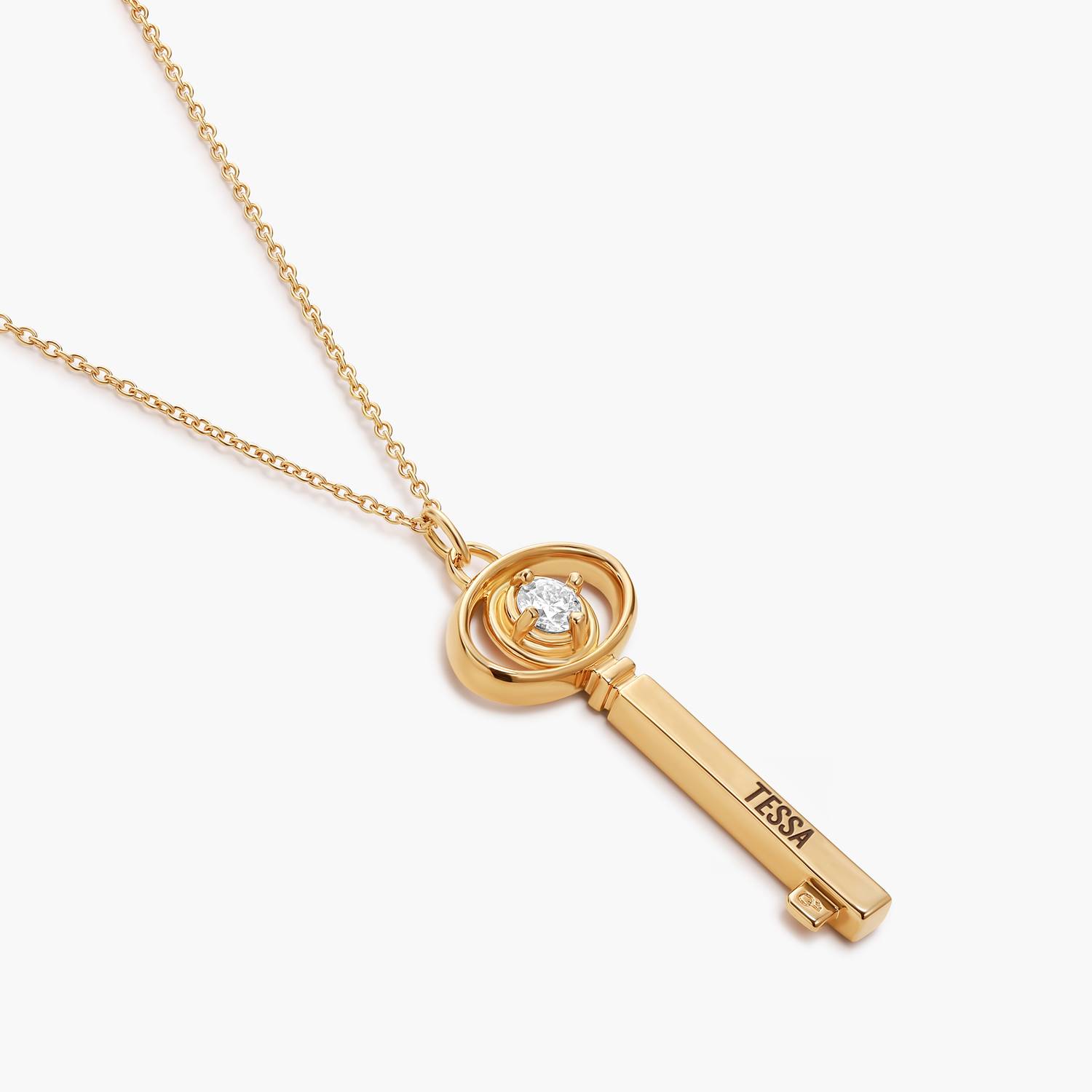 Locked In Key Necklace with Moissanite - Gold-1 product photo