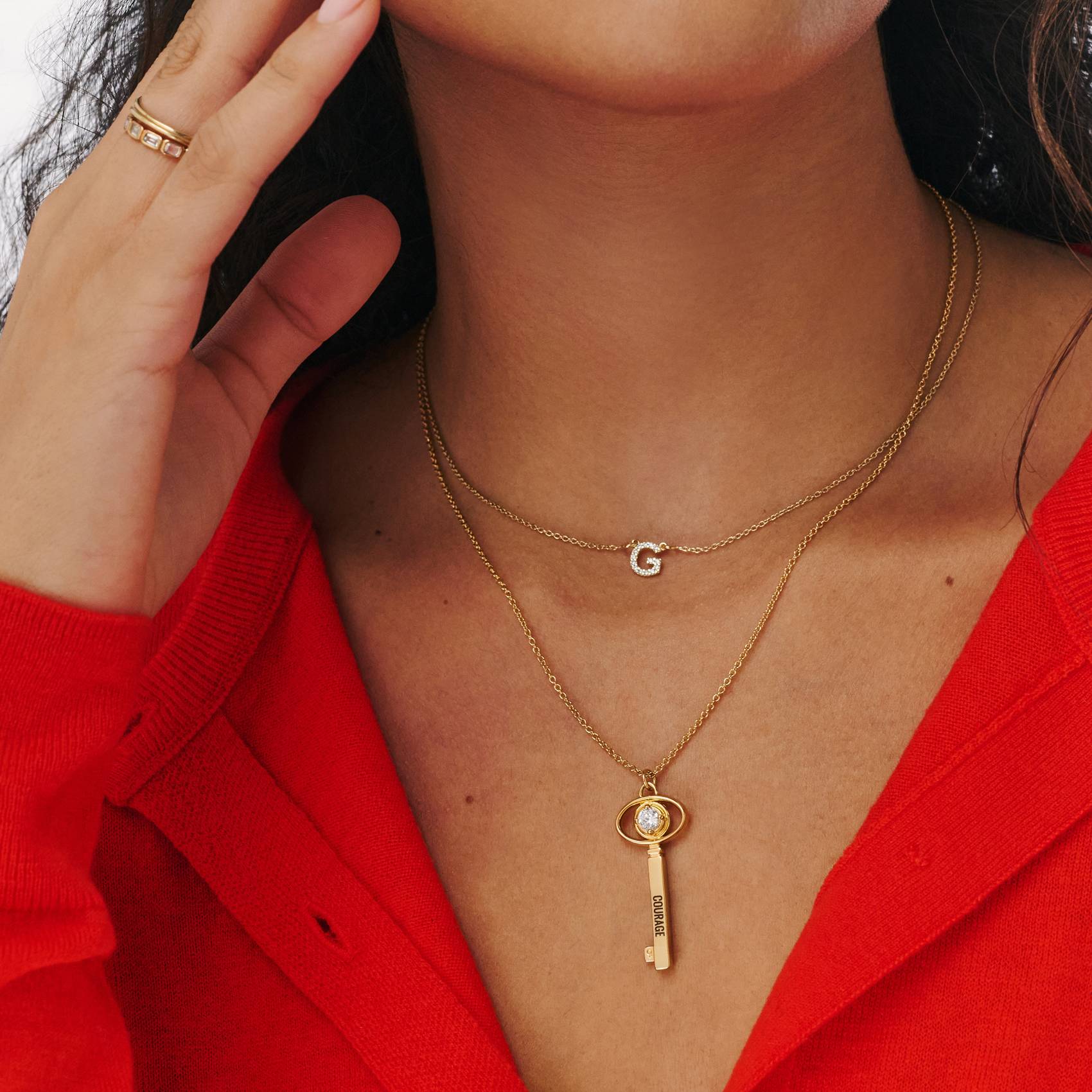 Locked In Key Necklace with Moissanite - Gold-3 product photo