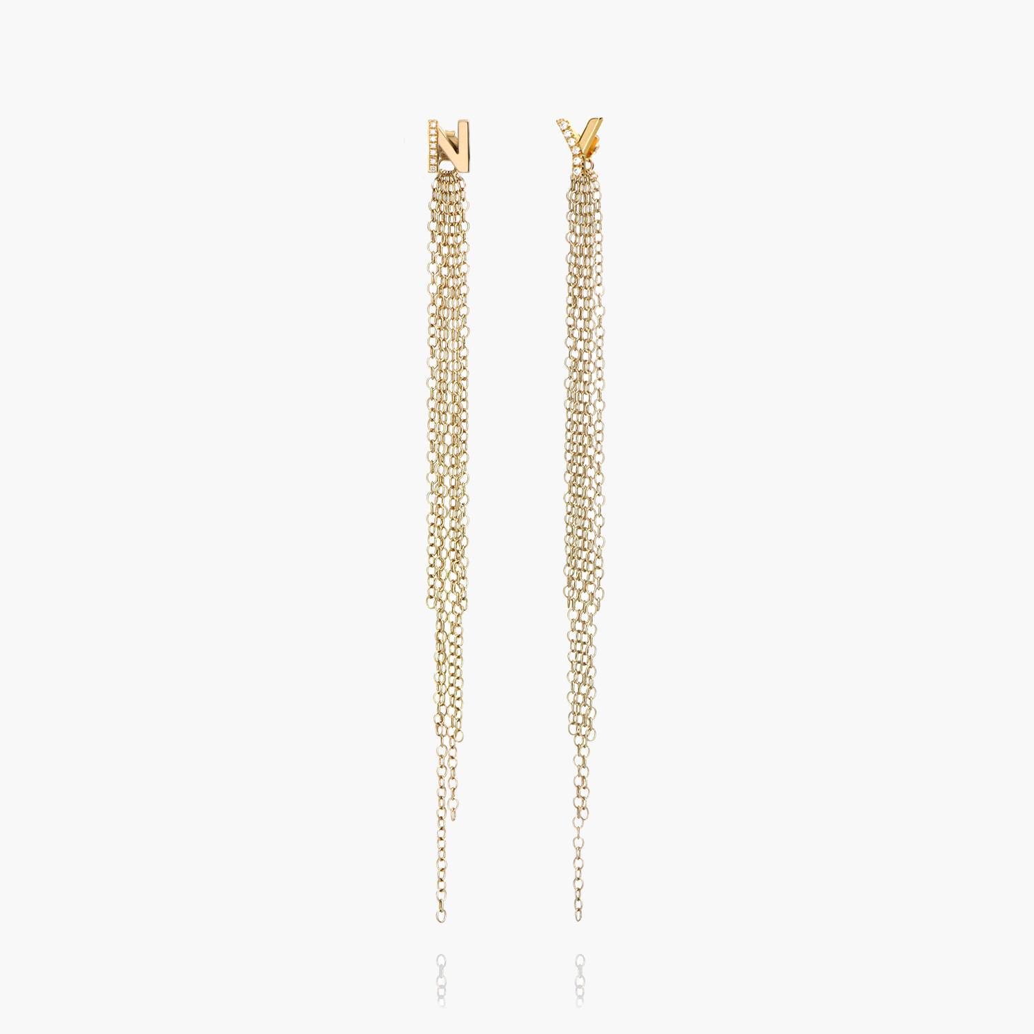 Long Tassel with Diamond Initials - 14k Solid Gold-5 product photo