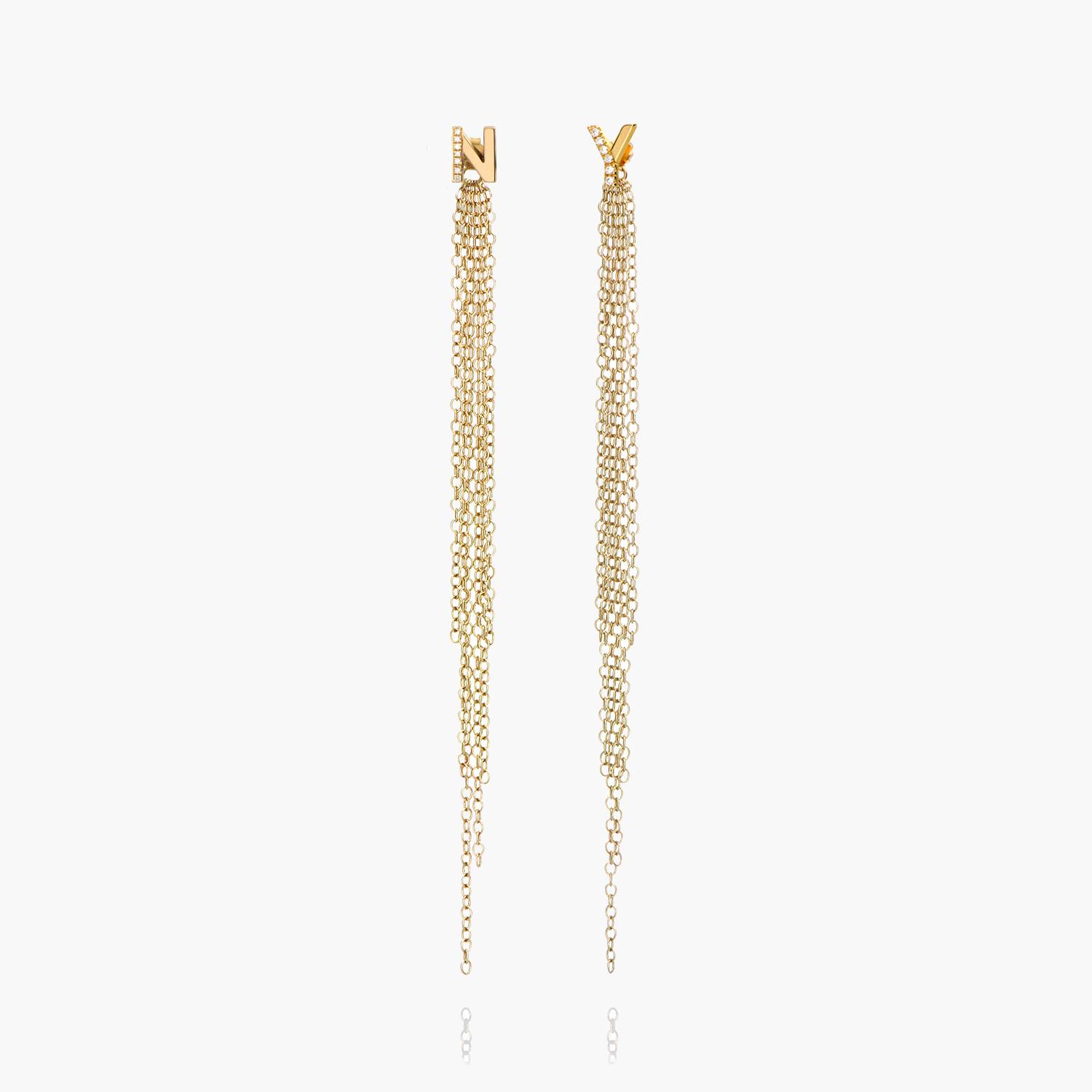 Long Tassel with Diamond Initials - Gold Vermeil-2 product photo