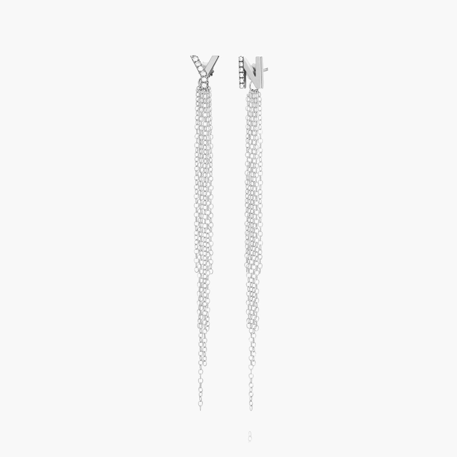 Long Tassel with Diamond Initials - Silver-1 product photo