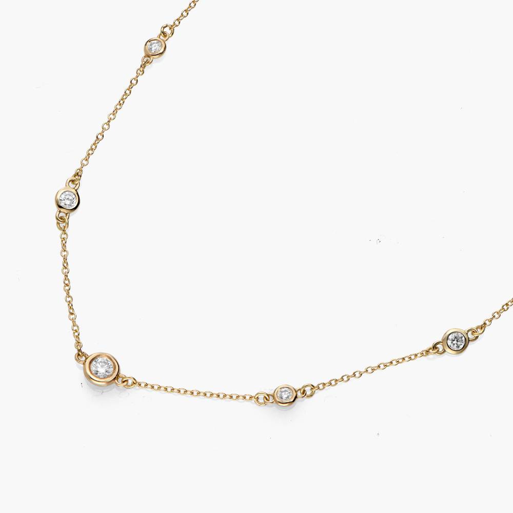 Love Spray Multi Diamond Necklace- 14k Solid Gold-1 product photo