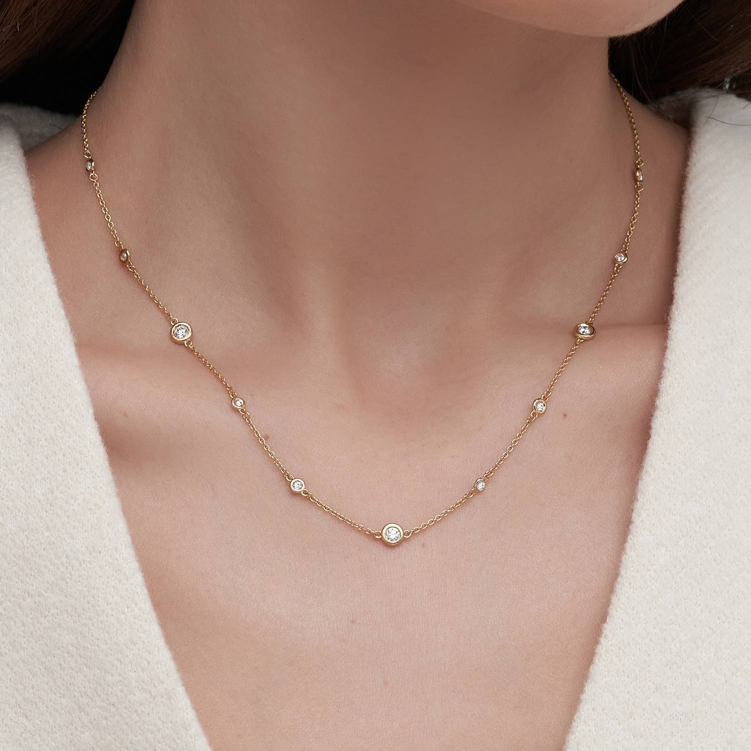 Love Spray Multi Diamond Necklace- Gold Vermeil-1 product photo