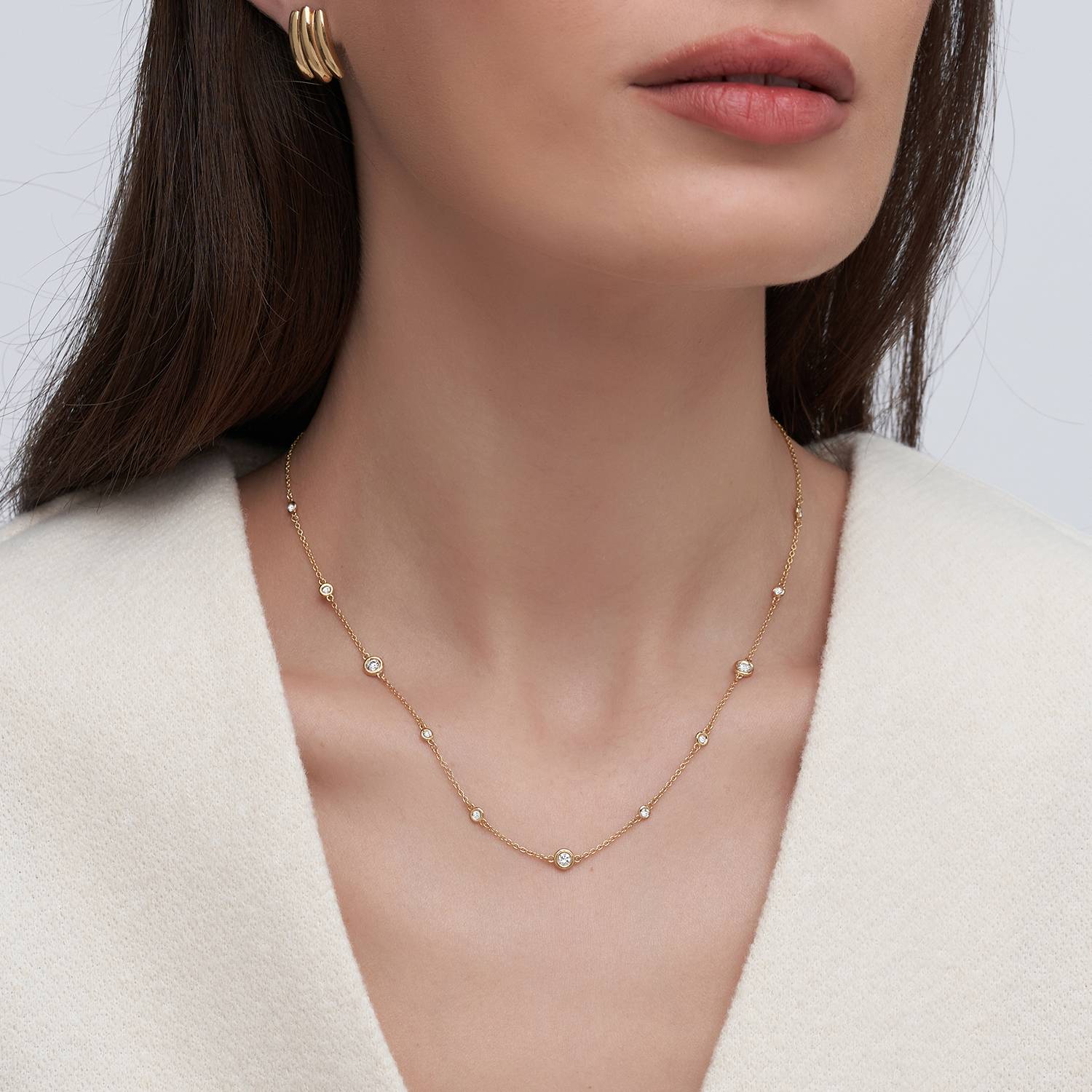 Love Spray Multi Diamond Necklace- Gold Vermeil-4 product photo