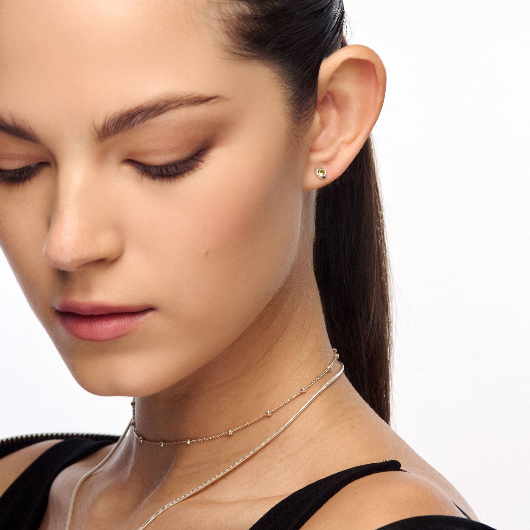 Oval Birthstone Stud- Silver-4 product photo