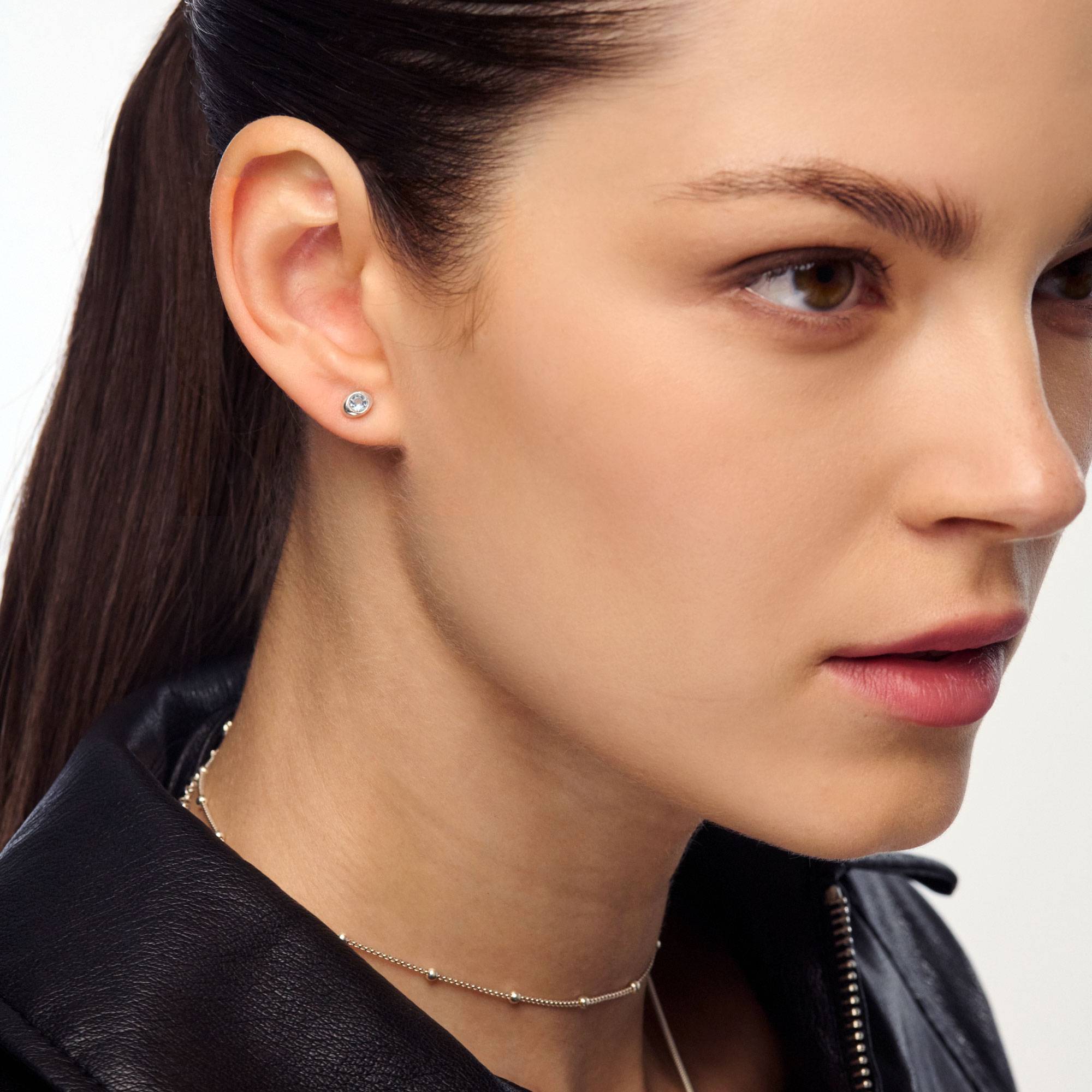 Oval Birthstone Stud- Silver-3 product photo